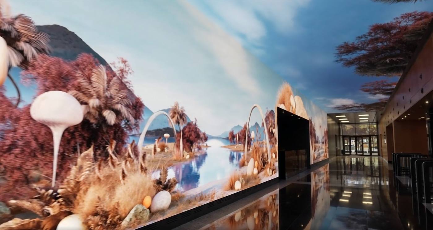 Installation on site along the lobby wall