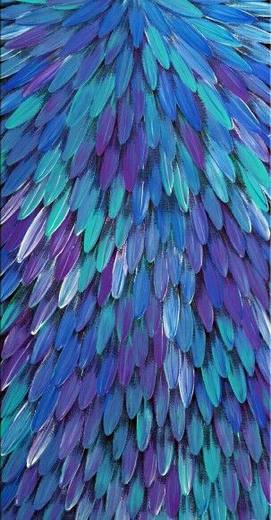 Reference, painted feathers in blue and violet